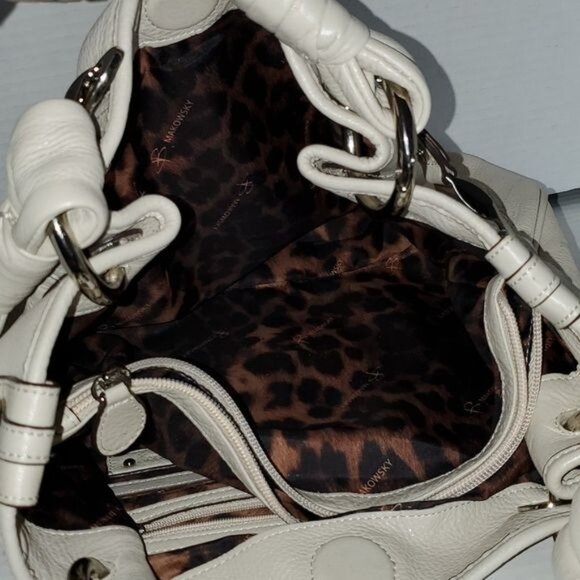 B MAKOWSKY LEATHER BAG HOBO CREAM SHOULDER SATCHEL HANDBAG PURSE WOMEN'S WOMAN'S - Picture 9 of 15
